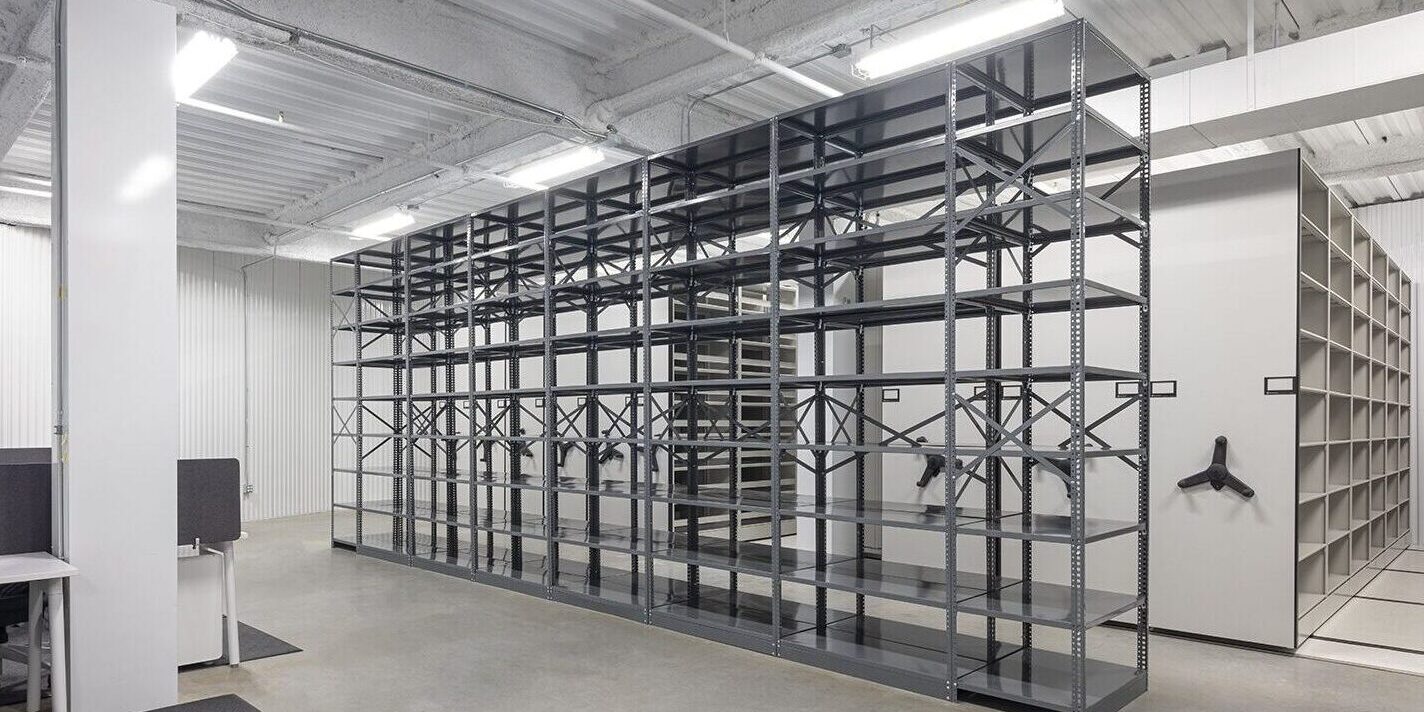 Shelves in UOVO Storage Facility