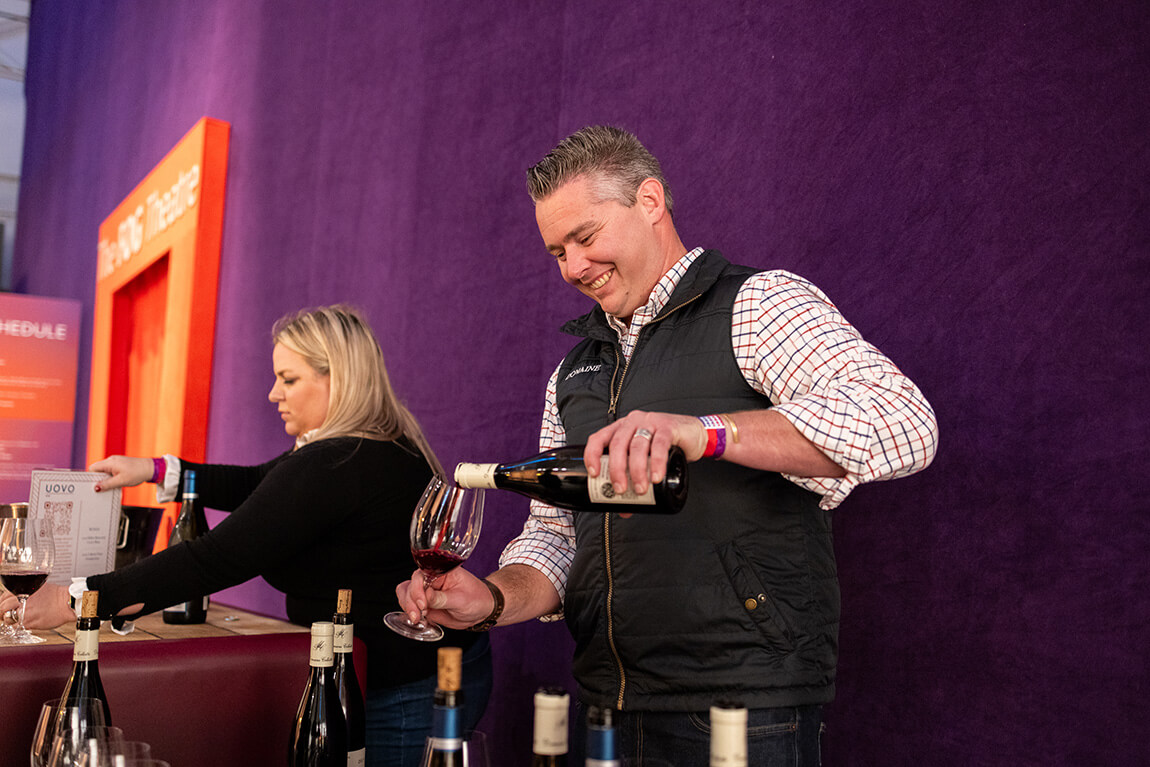UOVO wine experts serving wine to guests at a San Francisco Museum of Modern Art partnership event.