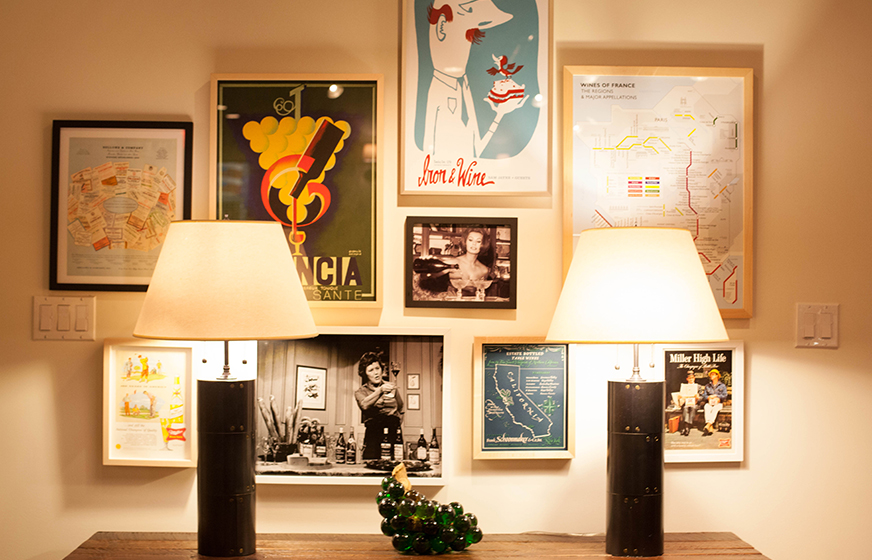 Artwork Wall in the Lounge at UOVO Wine Washington, DC