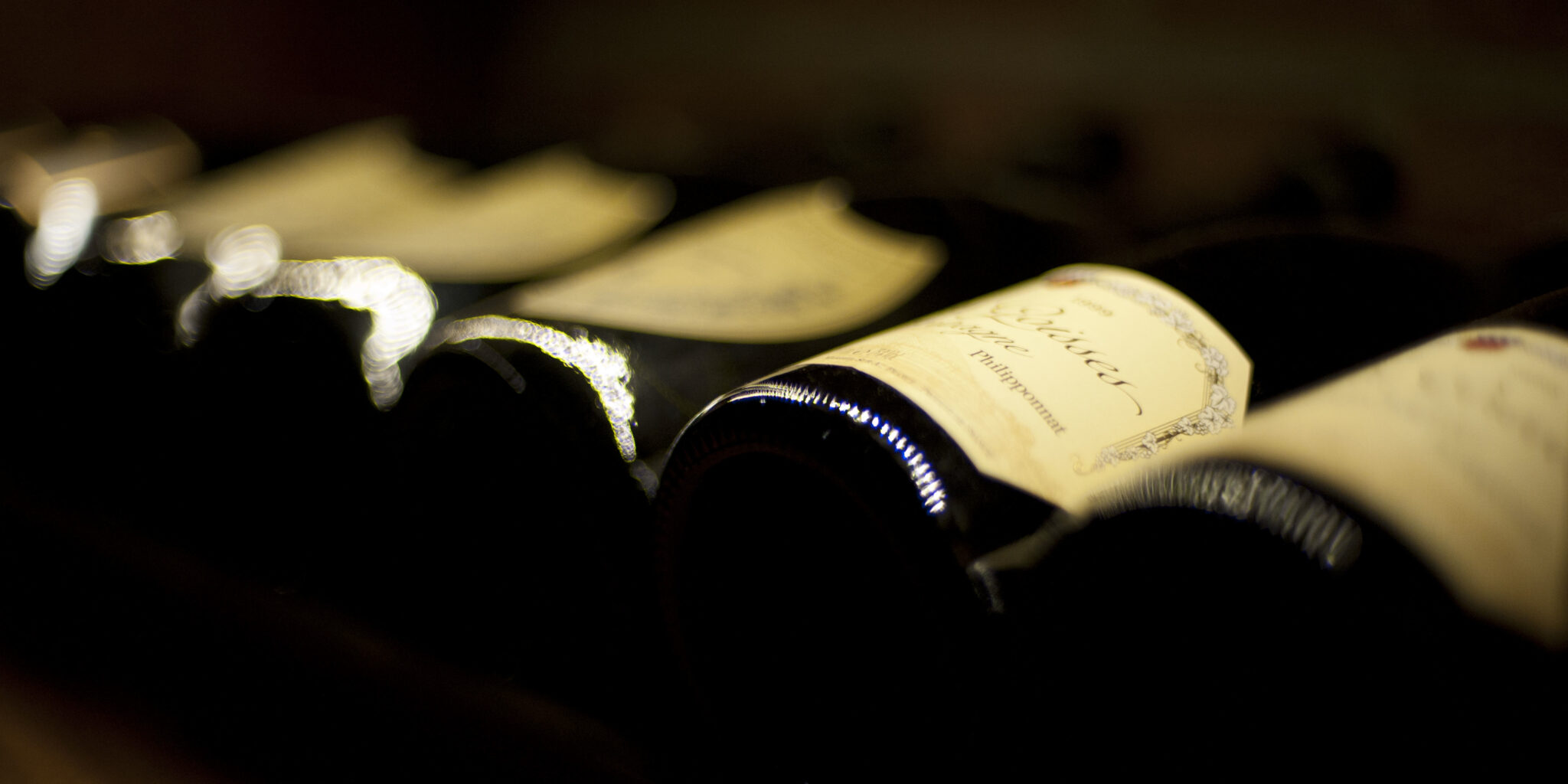 Bottles of Wine Lined Up