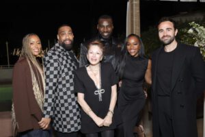 Shiona Turini, Micah McDonald, Jessica Paster, Wayman Bannerman, Aja Naomi King and Bryce Pennel pose at The Hollywood Reporter’s 2024 Power Stylists event, attended by UOVO.