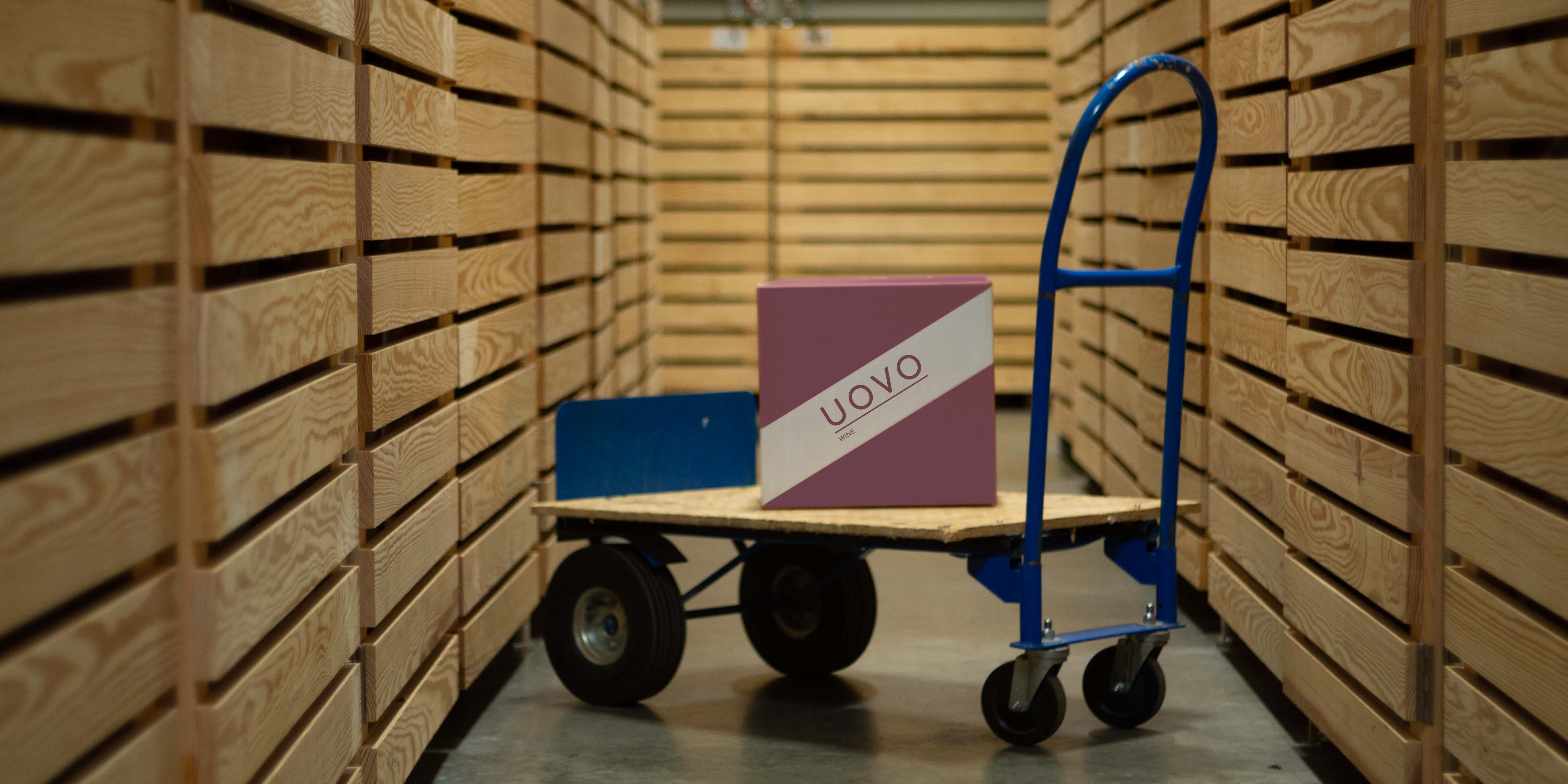 UOVO Wine Box on Cart in St. Louis Location
