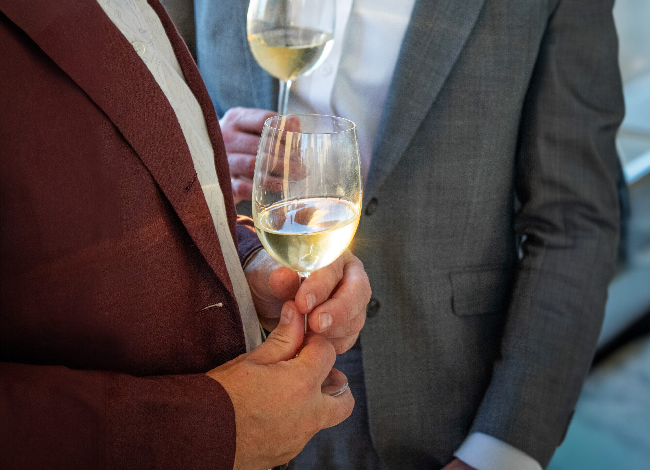 Formal gathering with wine glasses