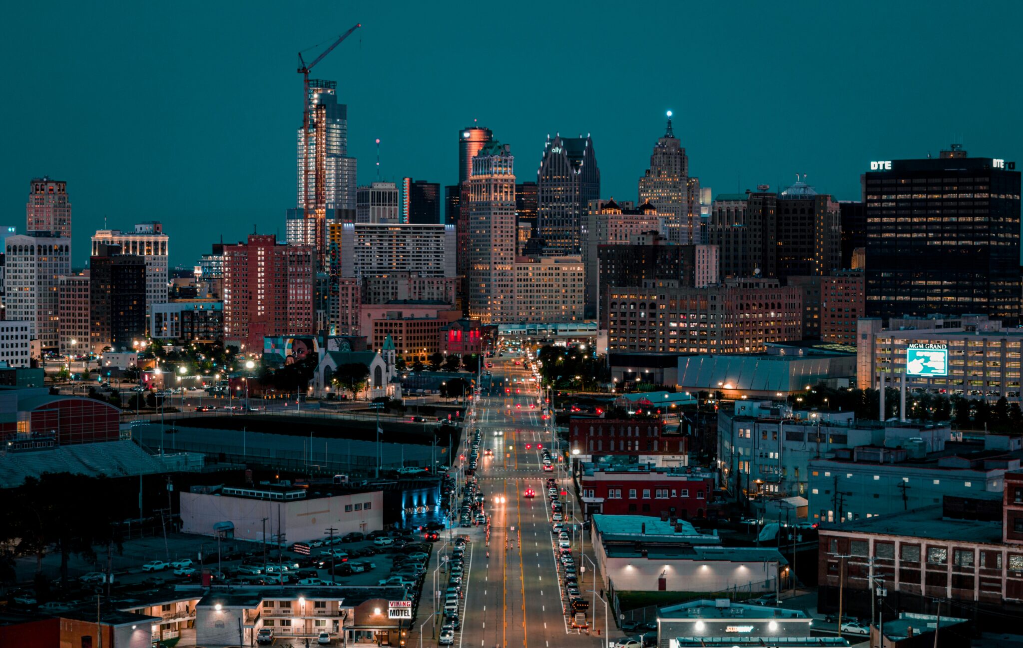 Detroit skyline.