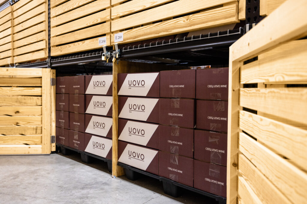 Boxes of wine in storage