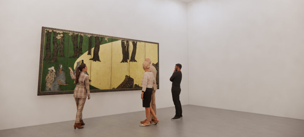 People viewing art gallery