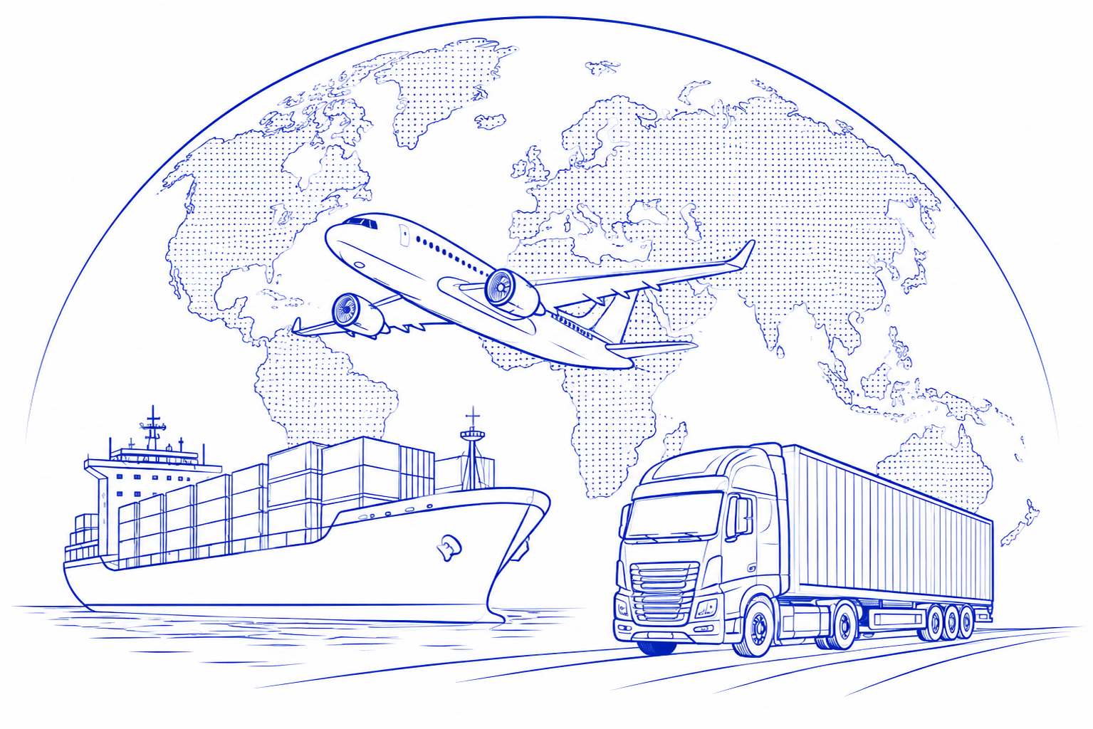 Graphic showing the different ways UOVO can assist with international shipping.